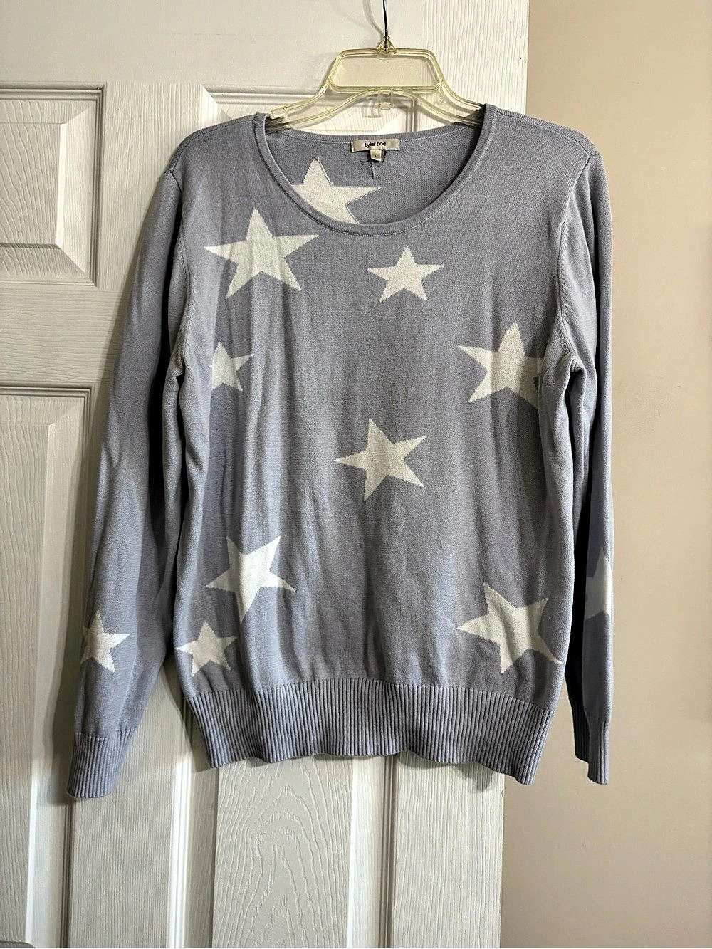 Tyler Böe Star Print Sweater Women’s Large Blue 100% Cotton